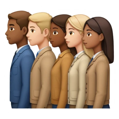 A line of 5 people standing in profile, one behind the other, all facing to the right, third variation sticker