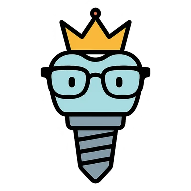 implant with a golden crown in glasses sticker