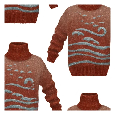 Knit sweater with water wave glitter patterned sticker