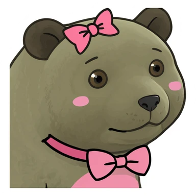Osito, con un moño rosita en la cabeza sticker