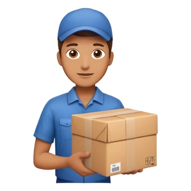 delivery person with package sticker
