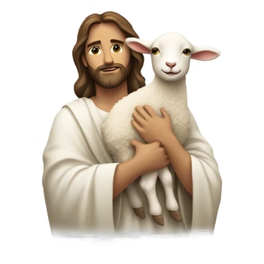Jesus holding a lamb over his shoulders  sticker