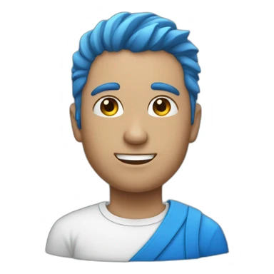 A men wih blue hari sticker