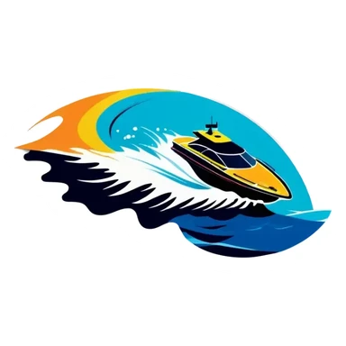 sport boat in waves sticker