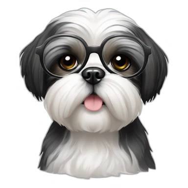 black and white shih tzu in glasses sticker