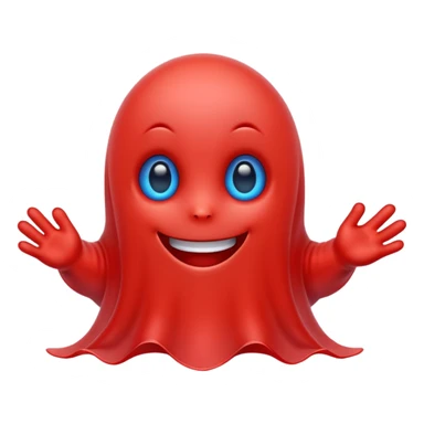 Cute red ghost character with blue eyes sticker