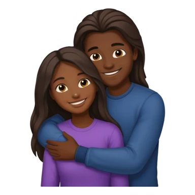 dark skin girlfriend hugs light skin boyfriend with long hair  sticker