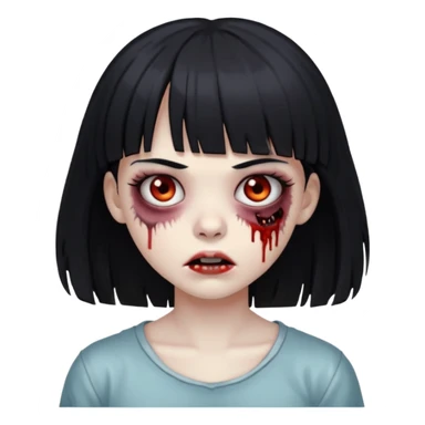 girl zombie with black hair whit bangs sticker