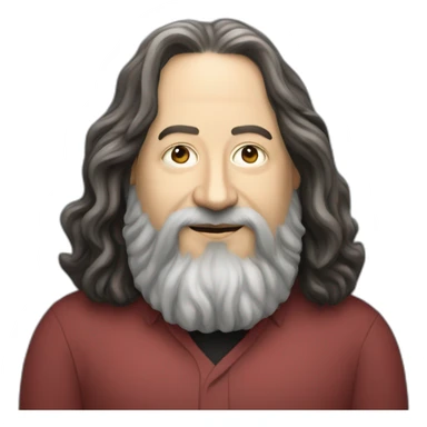 Richard Stallman with computer sticker