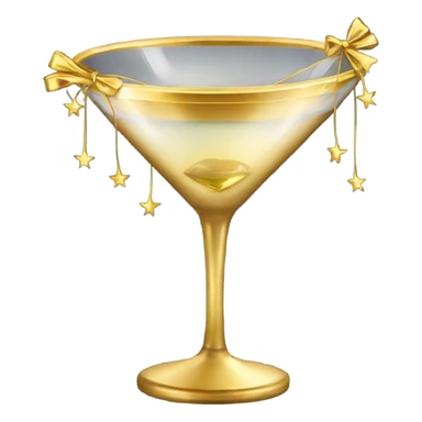 gold rimmed martini glass with tiny gold bows sticker