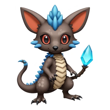 Cute cool realistic colorful exotic Trico-Protogen-Fakémon-Pokémon-Vernid-Fionbri-hybrid-creature dark (full body) sticker