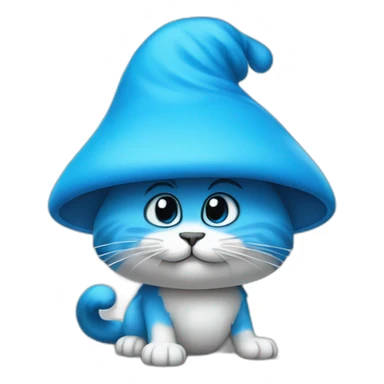 Blue Smurf cat wearing mushroom like a hat sticker