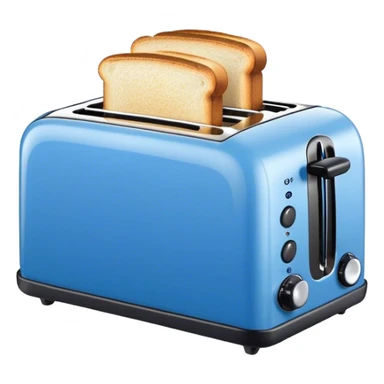 toaster, front view, blue color sticker