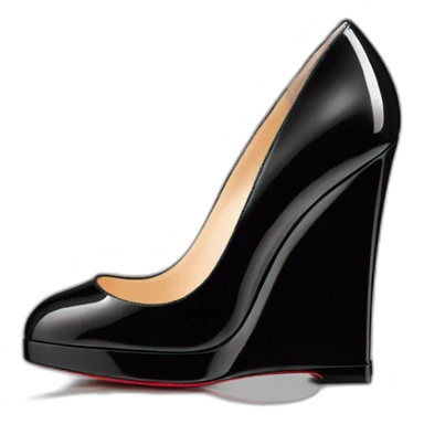 WEDGE heel LOUBOUTIN black leather PATENT sticker