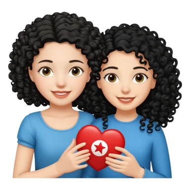 a white  girl holding tunisia girl with curly hair sticker