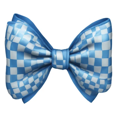 Checkered blue bow sticker
