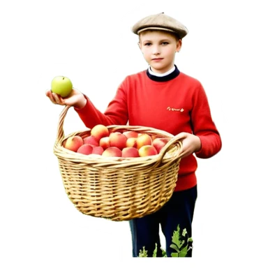 ein tiefer Teller mit breitem rand, darin ein haufen mit gelber Krümel unterschiedlicher Grösse. obendrauf seitlich ein Häufchen Apfelmus. ein Löffel steckt drin sticker