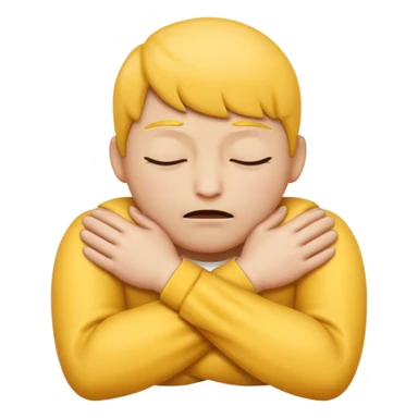 Yellow face emoji strangling itself with 2 arms crossed sticker
