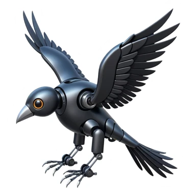 black robotic bird sticker
