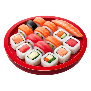Sushi Cinematic Realistic Sushi Dish Emoji, depicted as one or two artfully arranged pieces of fresh sushi, rendered with delicate textures and subtle, natural lighting that highlights its refined simplicity. sticker