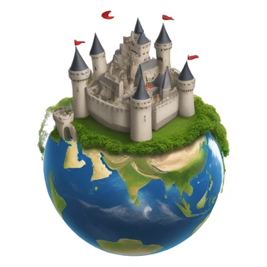 Castle floating above section of planet Earth sticker