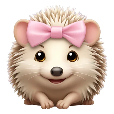 cute hedgehog smiling with light pink bow on top of head  sticker