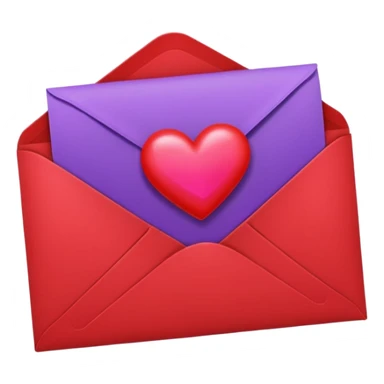 IOS's love letter emoji but with a purple heart instead of a red heart sticker