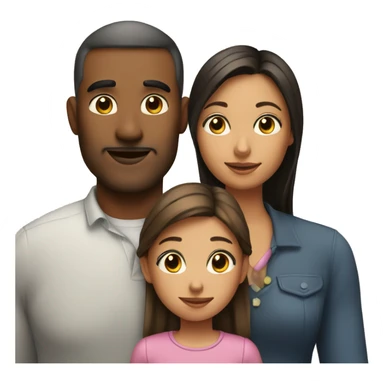 little daughter with mom and dad sticker