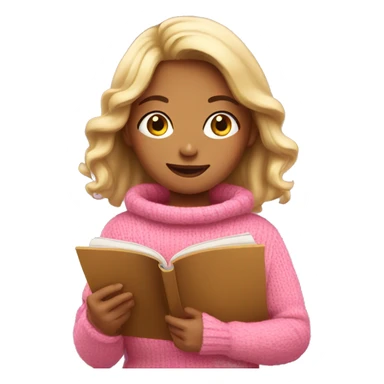 Girl reading wearing cozy pink sweater  sticker