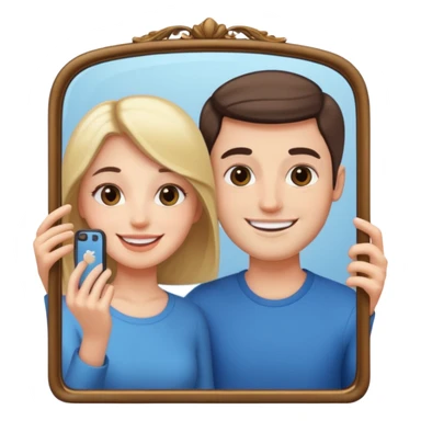Couple taking mirror selfie sticker