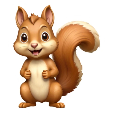 Cinematic Comical Squirrel Portrait Emoji, Head tilted dramatically with an exaggeratedly surprised expression and wide, comical eyes, featuring a petite, sprightly body with a dramatically bushy tail and perky, animated ears, Simplified yet hilariously expressive features, highly detailed, glowing with a slightly sassy woodland glow, high shine, dramatic yet playful, stylized with an air of cheeky forest mischief, soft glowing outline, capturing the essence of a meme-worthy squirrel that looks ready to scamper into viral fame with its playful antics! sticker