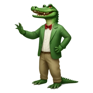 Alligator with human clothes on sticker