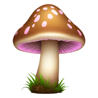 Brown mushroom with pink tip long stem sticker