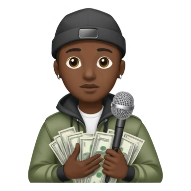 Rapper with a microphone and money sticker