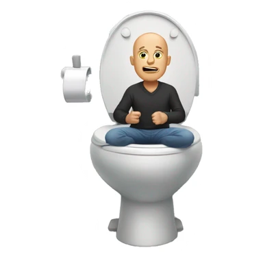 Bald man coming out of toilet  sticker