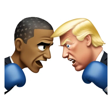 obama vs trump boxing match sticker
