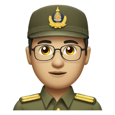 man with round glass wearing thai governer khaki uniform pay respect sticker