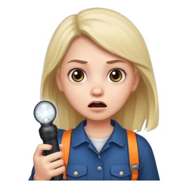 Scared girl with flashlight sticker
