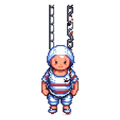 prisoner with ball and chain, pixel art style sticker