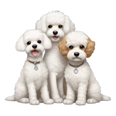 3 dogs - 2 white bichons, 1 light brown cavapoochon with white patch on its chest sticker