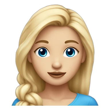 una chica rubia, pelo largo, con ojos azules y piel blanca sticker