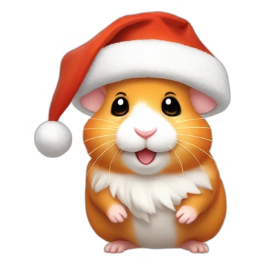 A joyful (((Orange Hamster))) dressed as ((Santa Claus)), with a warm expression, pixelart sticker