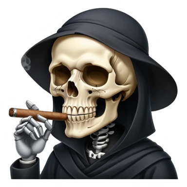 blindfolded skull smoking a cigar grimreaper sticker