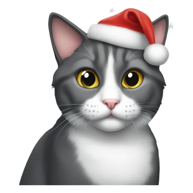Gray tuxedo cat Christmas  sticker