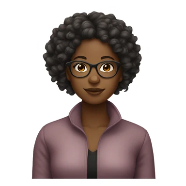 black girl with curly hair and  transperent glasses sticker