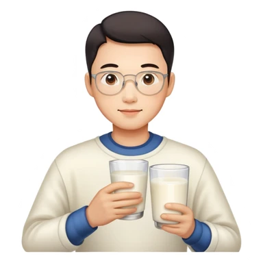 chinese man holding glass of milk sticker