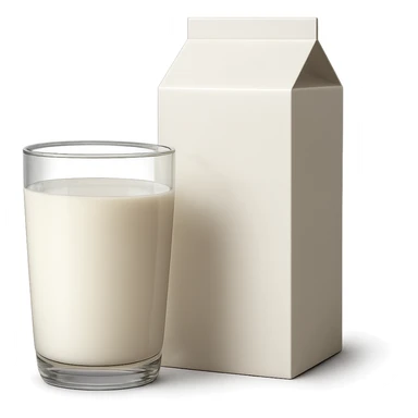 BICCHIERE DI LATTE ACCANTO A BUSTA DI LATTE, IPERREALISTICA 4K sticker