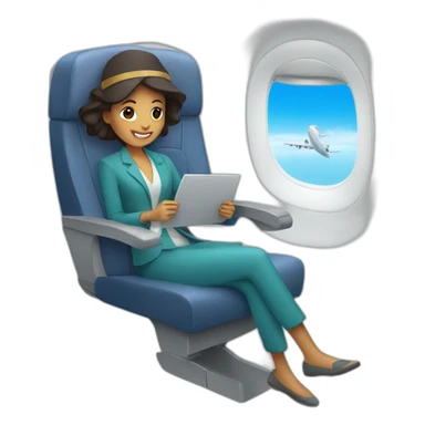 Una dama viajando en avión sticker