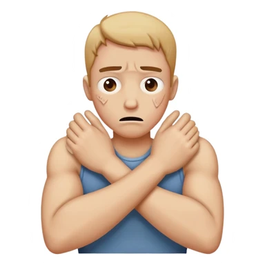 Guy crying with his arms crossed and choking himself sticker