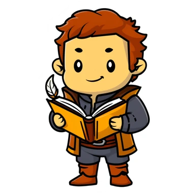 Varric Tethras storyteller with quill and book sticker